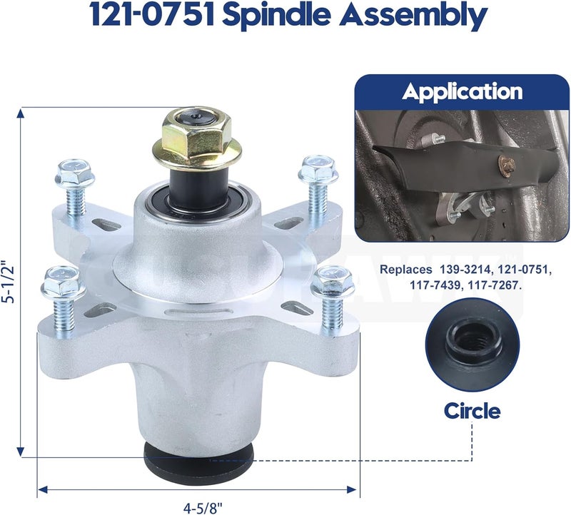 GUSUHAWK 2 Pack 139-3214 Spindle Assembly with 125-5574 Pulley 106-2175 Idler Pulley Replaces 117-7439 Spindle, Toro 121-0751 Spindle Assembly for Toro Timecutter SS4200, SS4225, SS4235 Lawn Tractors - Image 3